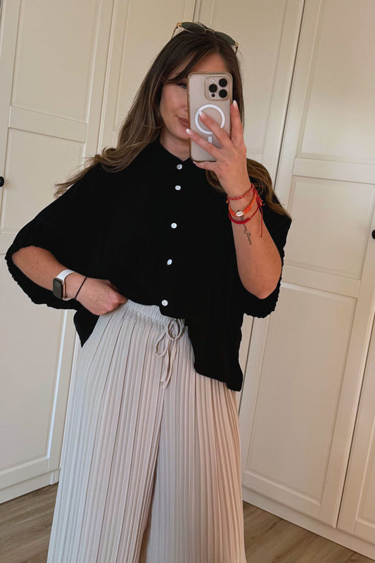 Bluse - Fledermausärmel - Schwarz