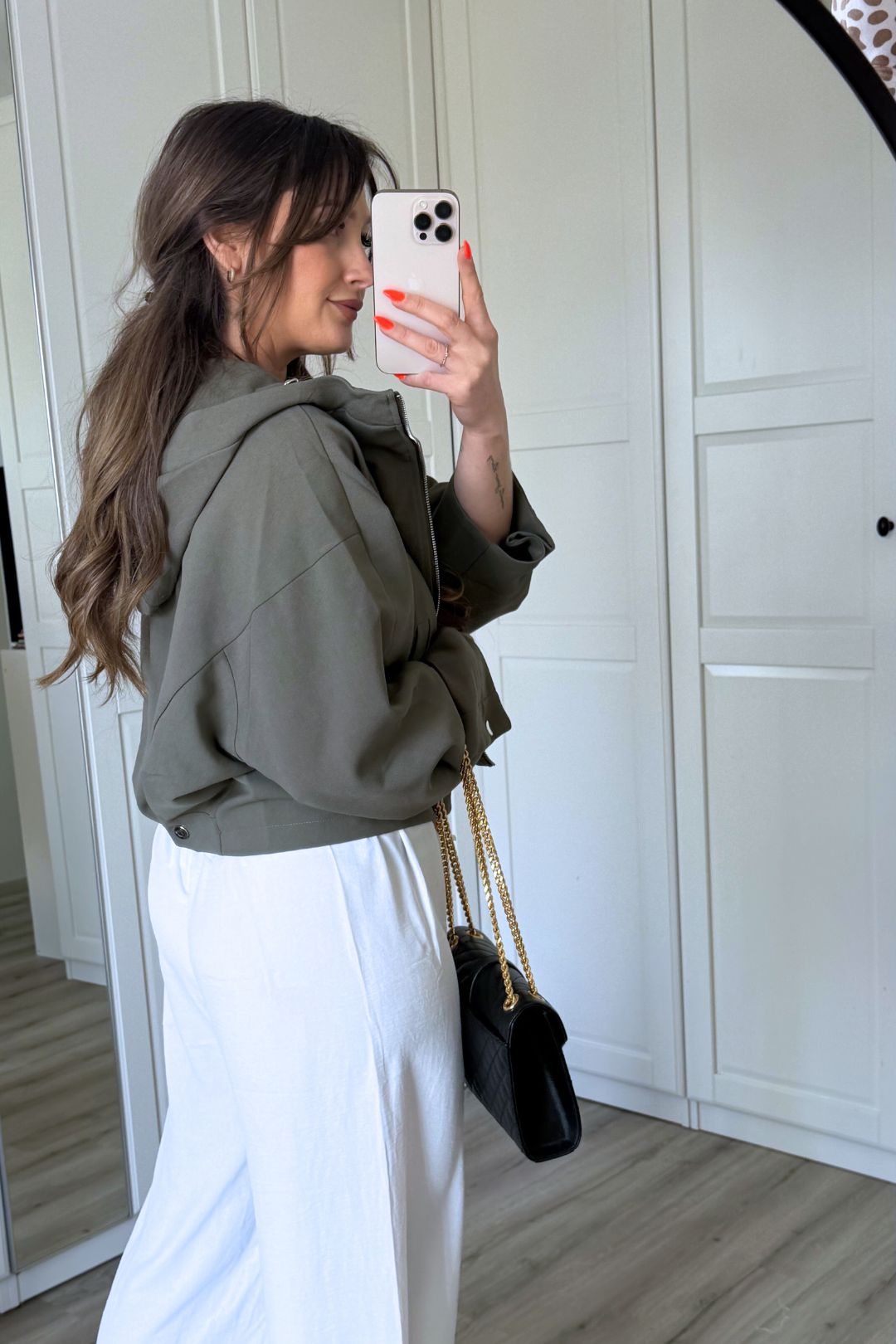 Jacke - Cropped Biker - Grün