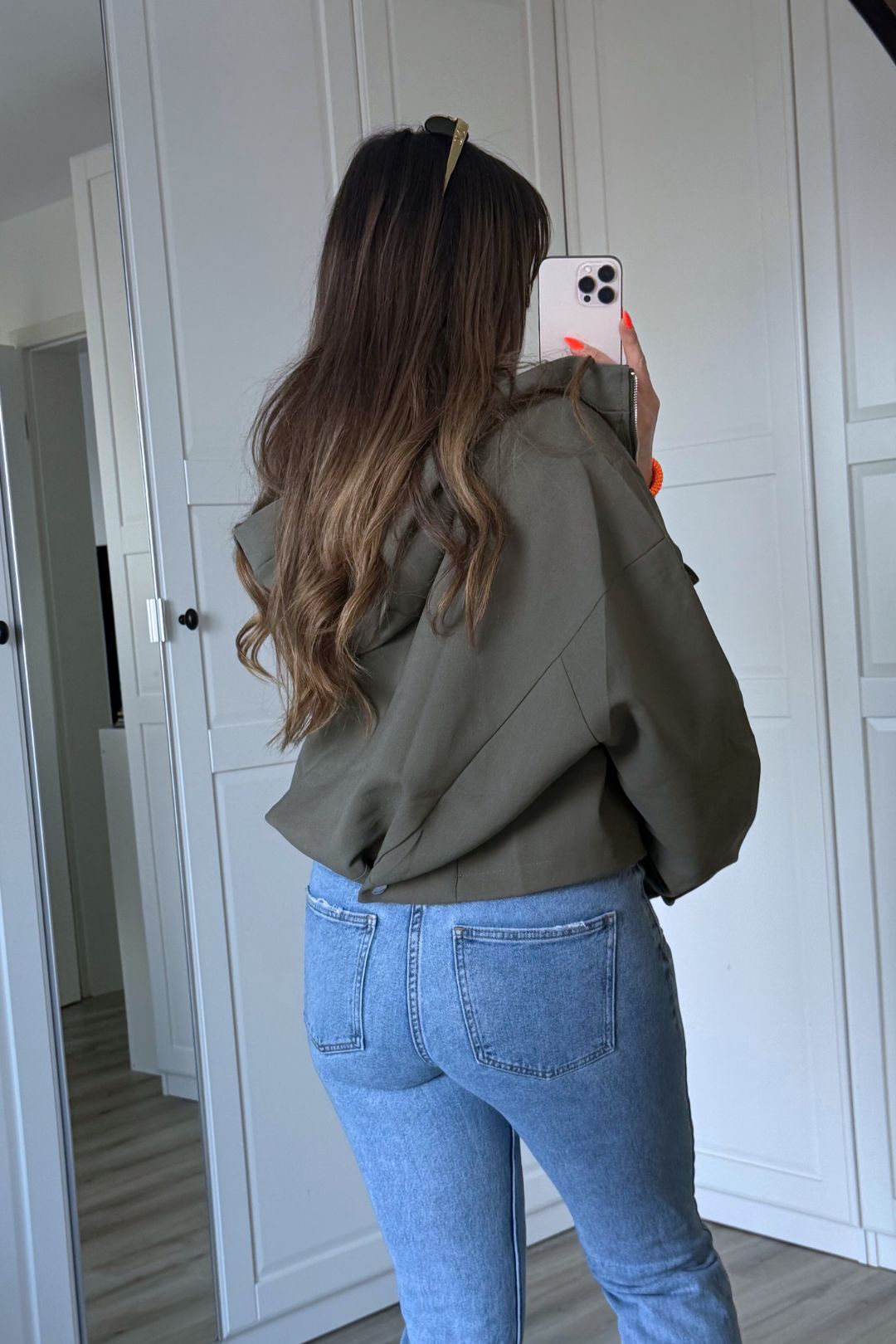 Jacke - Cropped Biker - Grün