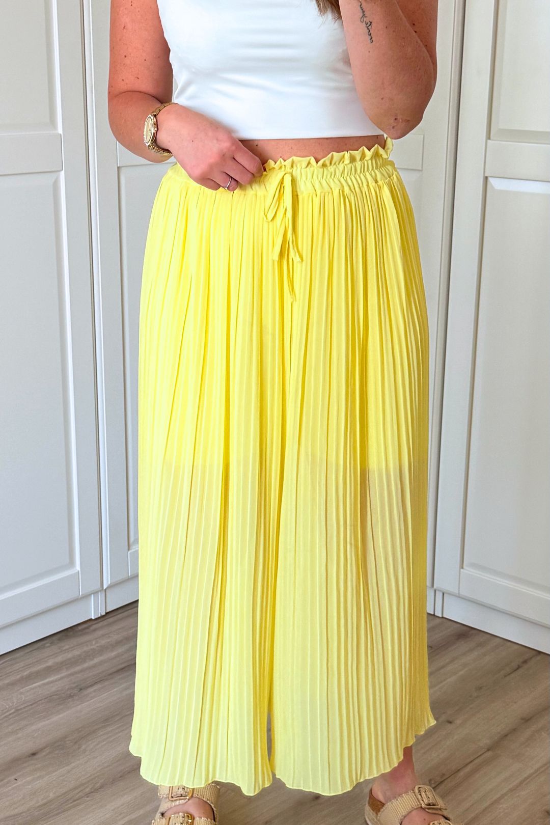 Hose - Plissee Culotte - Gelb