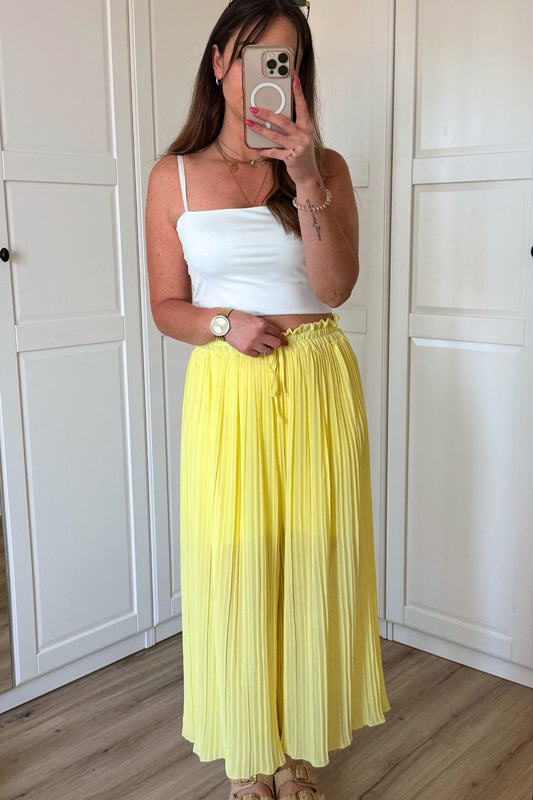 Hose - Plissee Culotte - Gelb