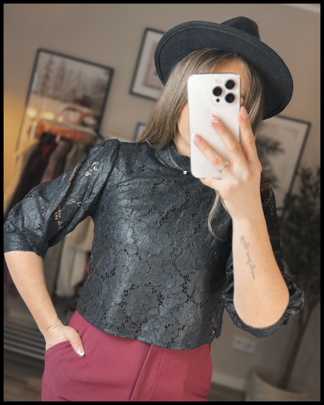 Bluse - Spitzenstoff