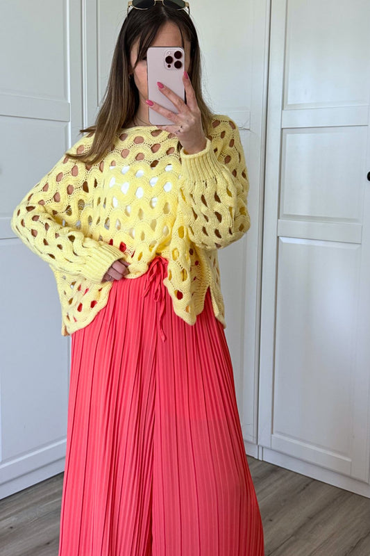 PLISSEE CULOTTE "LIV" KORALLROT
