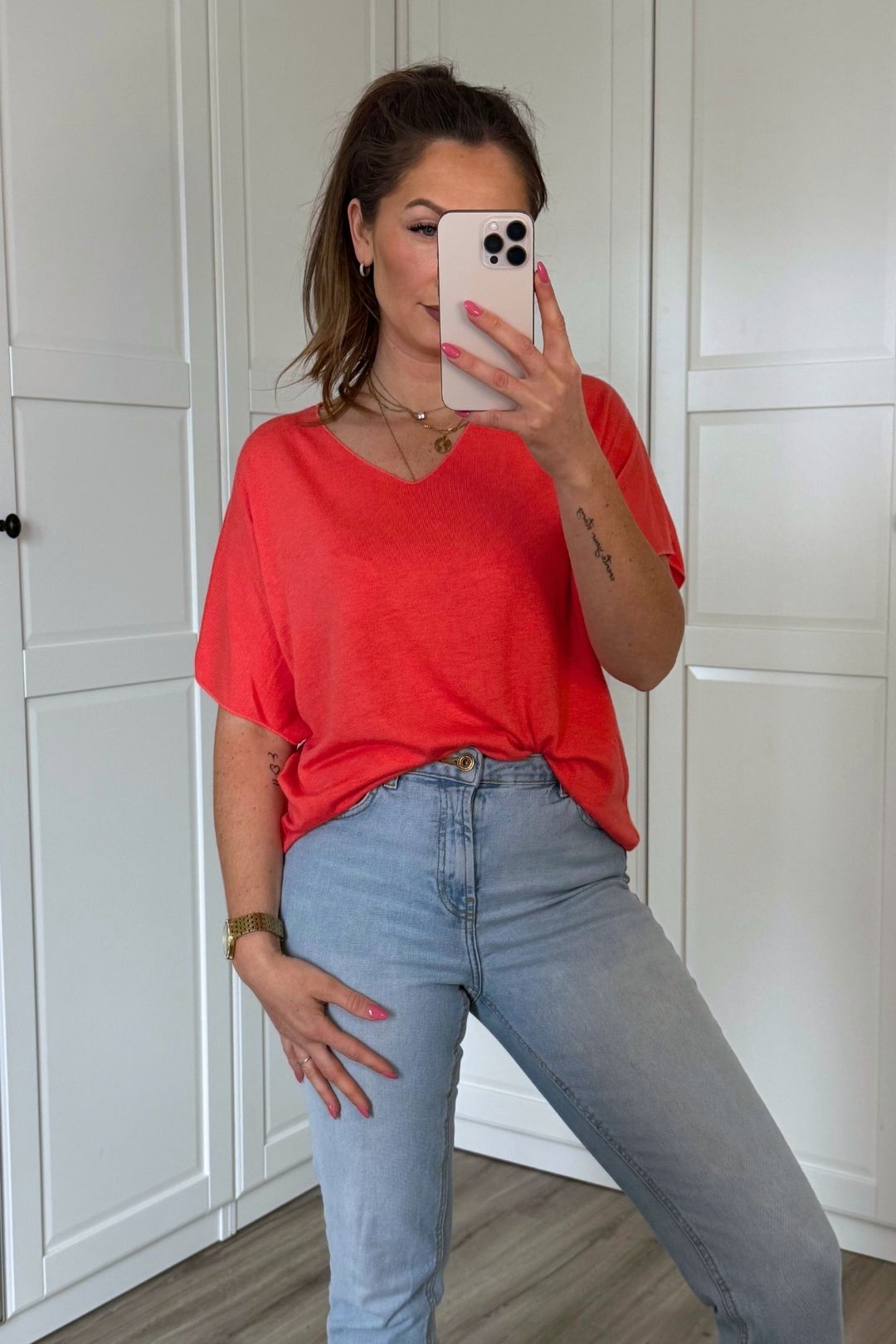 T- Shirt - Casual Chic - Korallrot