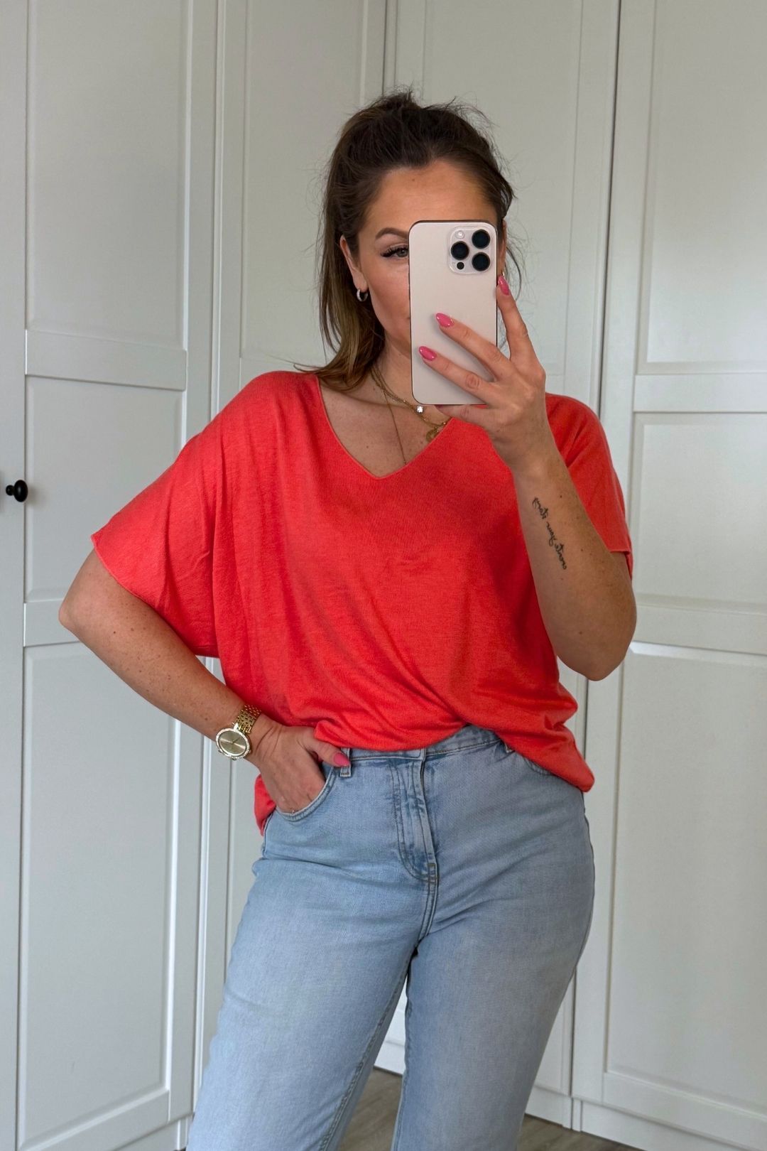 T- Shirt - Casual Chic - Korallrot